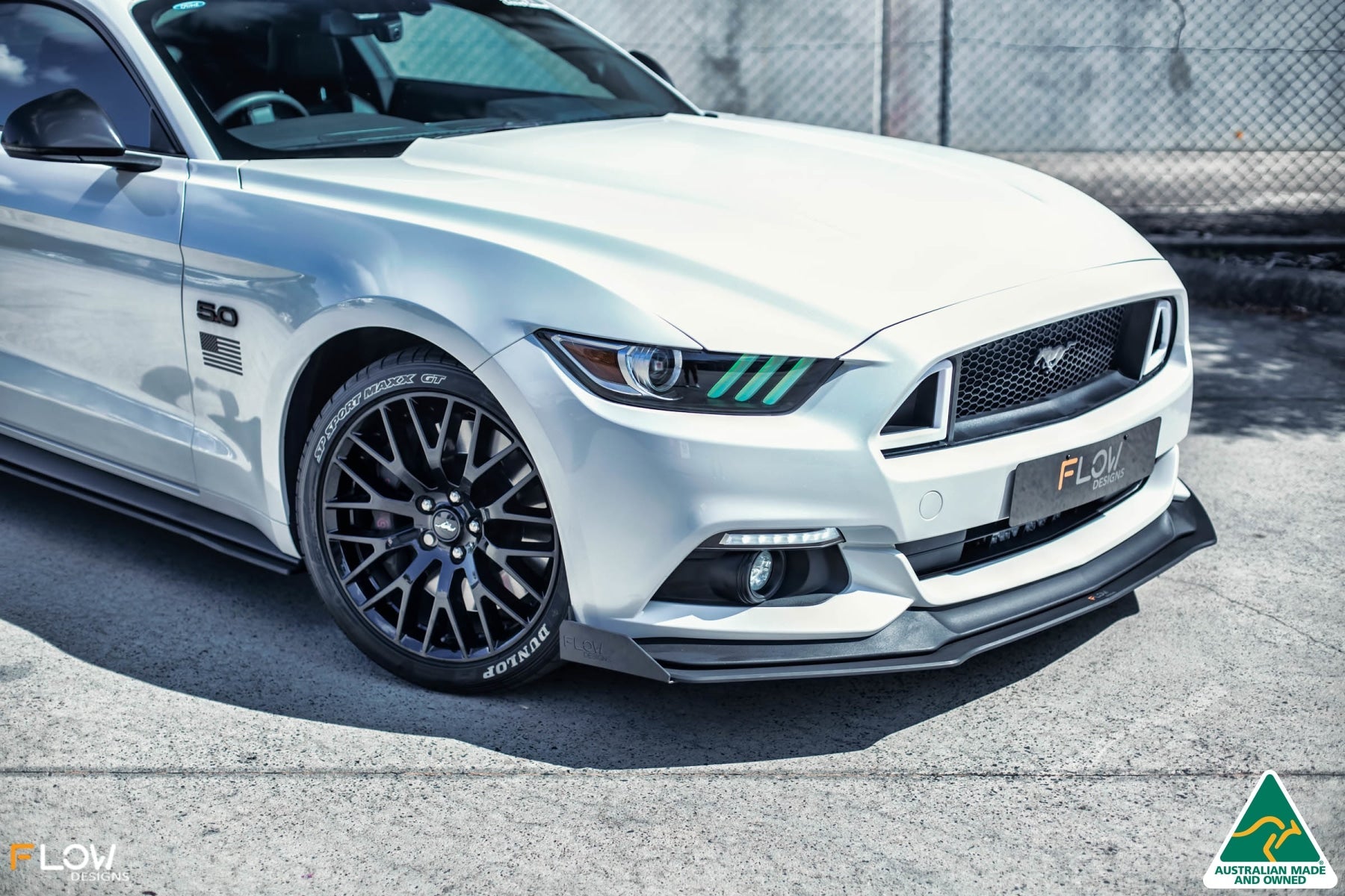 White Ford Mustang S550 FM Front Splitter Winglets