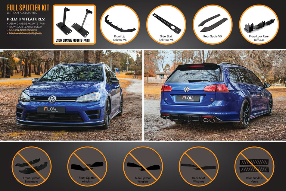 MK7 Golf R Wagon (USDM) Full Lip Splitter Set