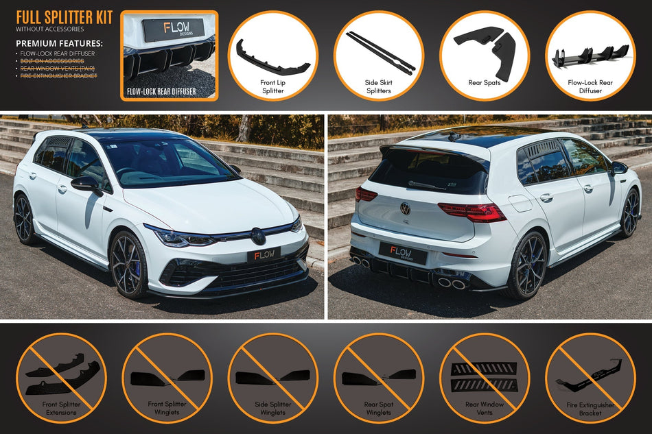 MK8 Golf R Full Lip Splitter Set