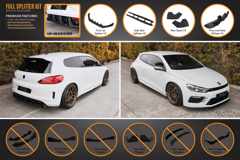 Scirocco R FL V3 Full Lip Splitter Set